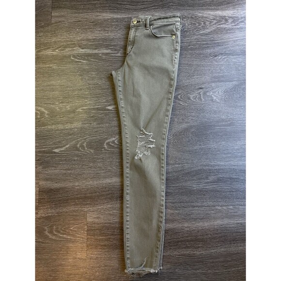 Abercrombie Fitch Skinny Women’s Strech Distressed Jeans Size 28 Light Green - Picture 3 of 10